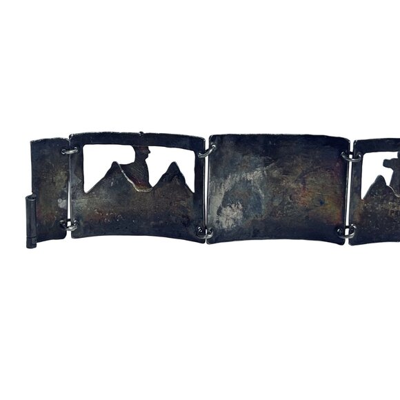 Sterling Silver Peruvian Story Bracelet Signed Plata Sterling 925 Peru M (6110) - Picture 6 of 9